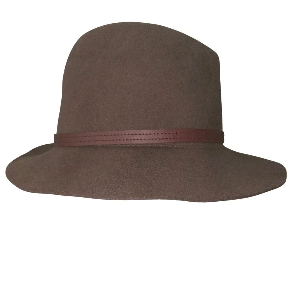 NWT Rag & Bone Fedora Hat Womens Medium Brown 100% Wool Cow Leather Band